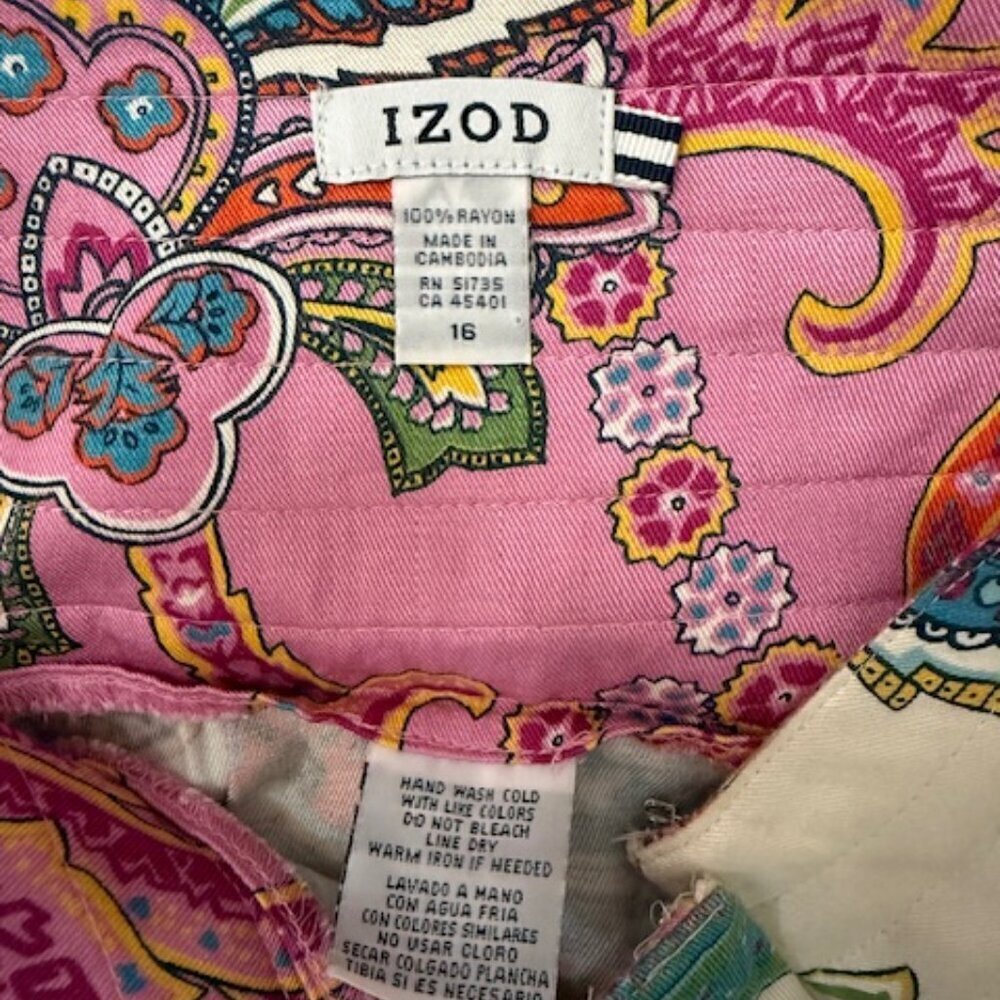 Izod Skirt Pleated Floral & Paisley A-Line Multi-Color A-Line Skirt Size 16 - Picture 4 of 4